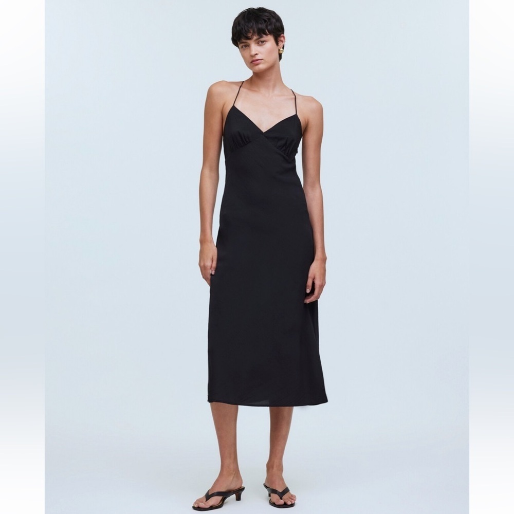 NEW Madewell The Layton Midi Slip Dress Size 10 True Black